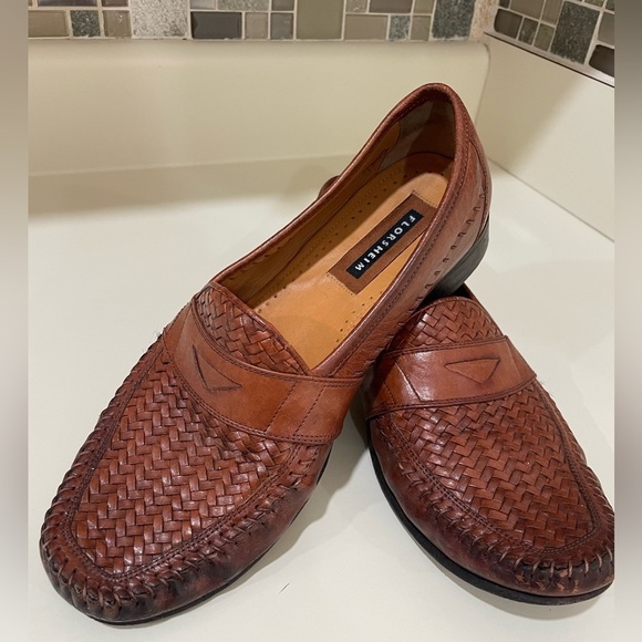 Florsheim Other - Florsheim Men's Woven Leather Loafers in Rich Brown